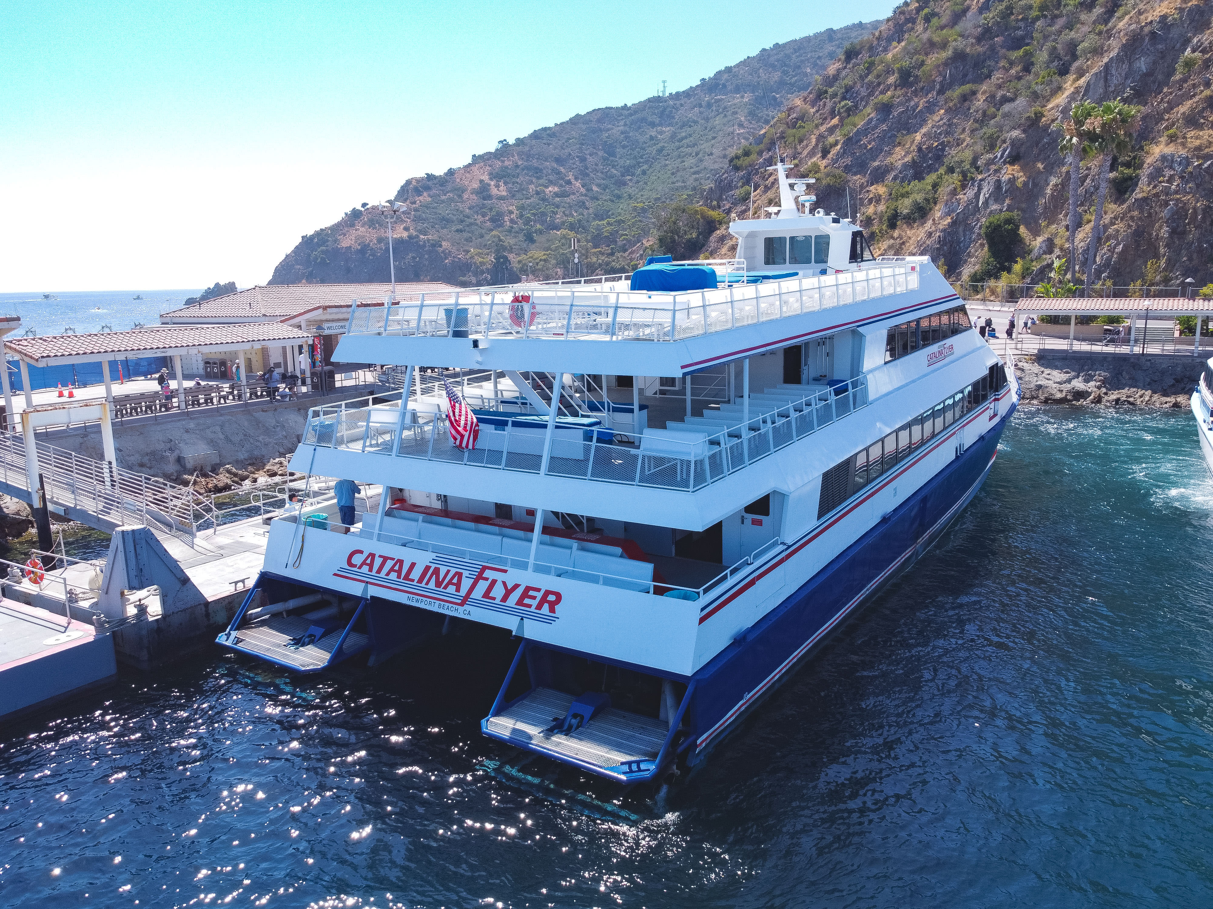 Image of Boat, Ferry, Vehicle, Water, Waterfront, Person, 