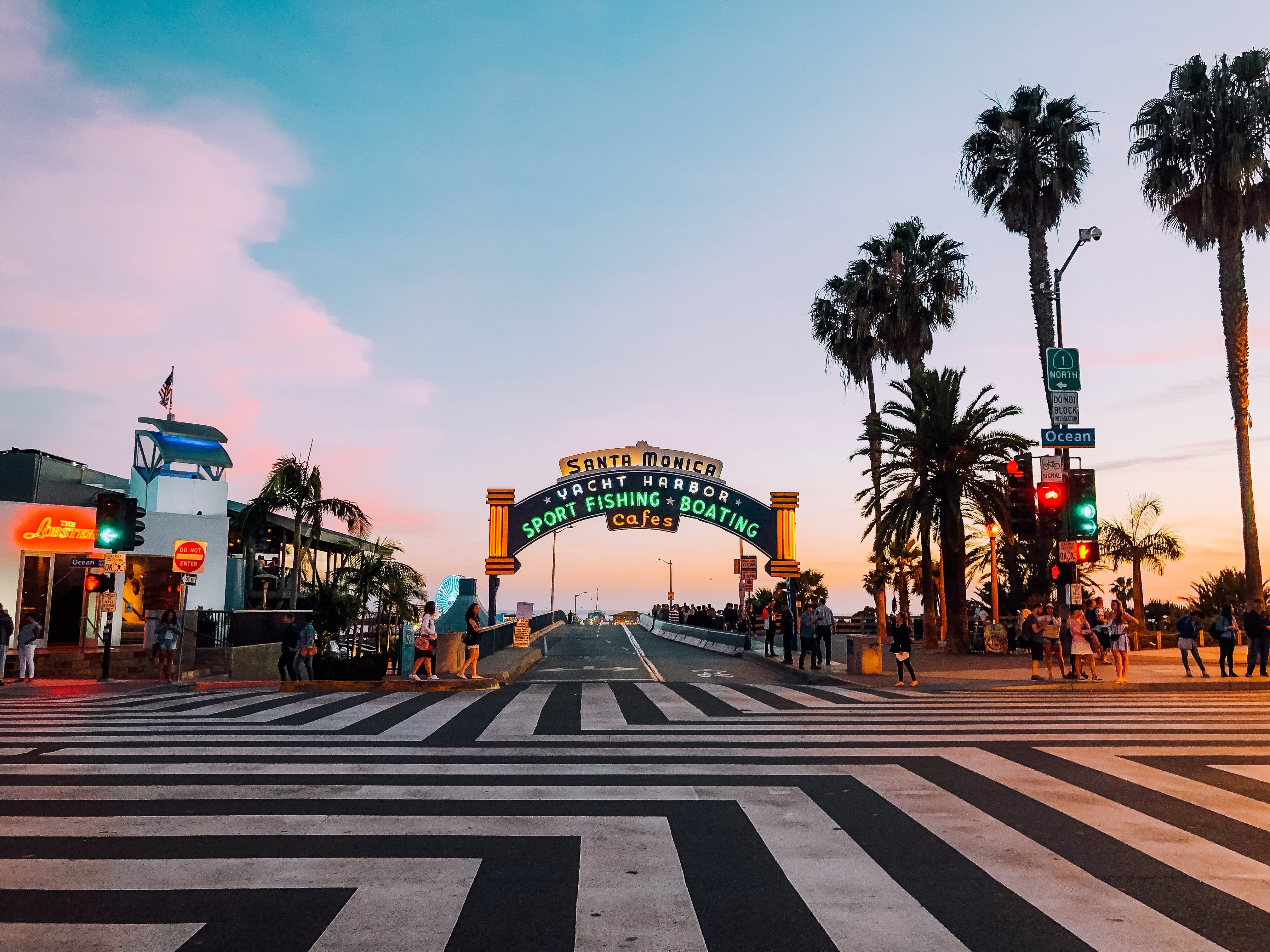 Image of Road, Tarmac, City, Urban, Metropolis, Person, Cityscape, Light, Traffic Light, Zebra Crossing, 