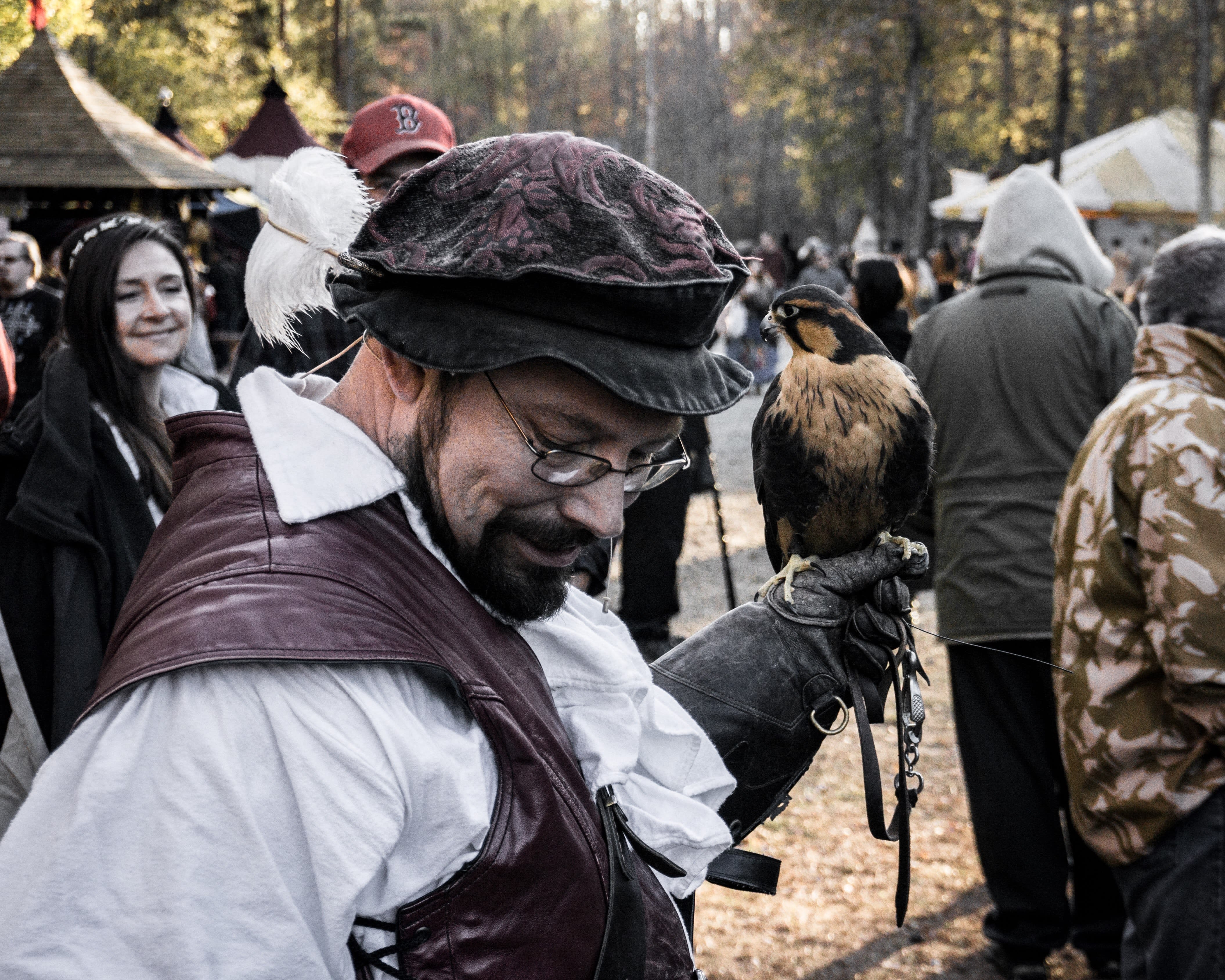 Image of Coat, Adult, Male, Man, Person, Glasses, Animal, Bird, Photography, Hat, 