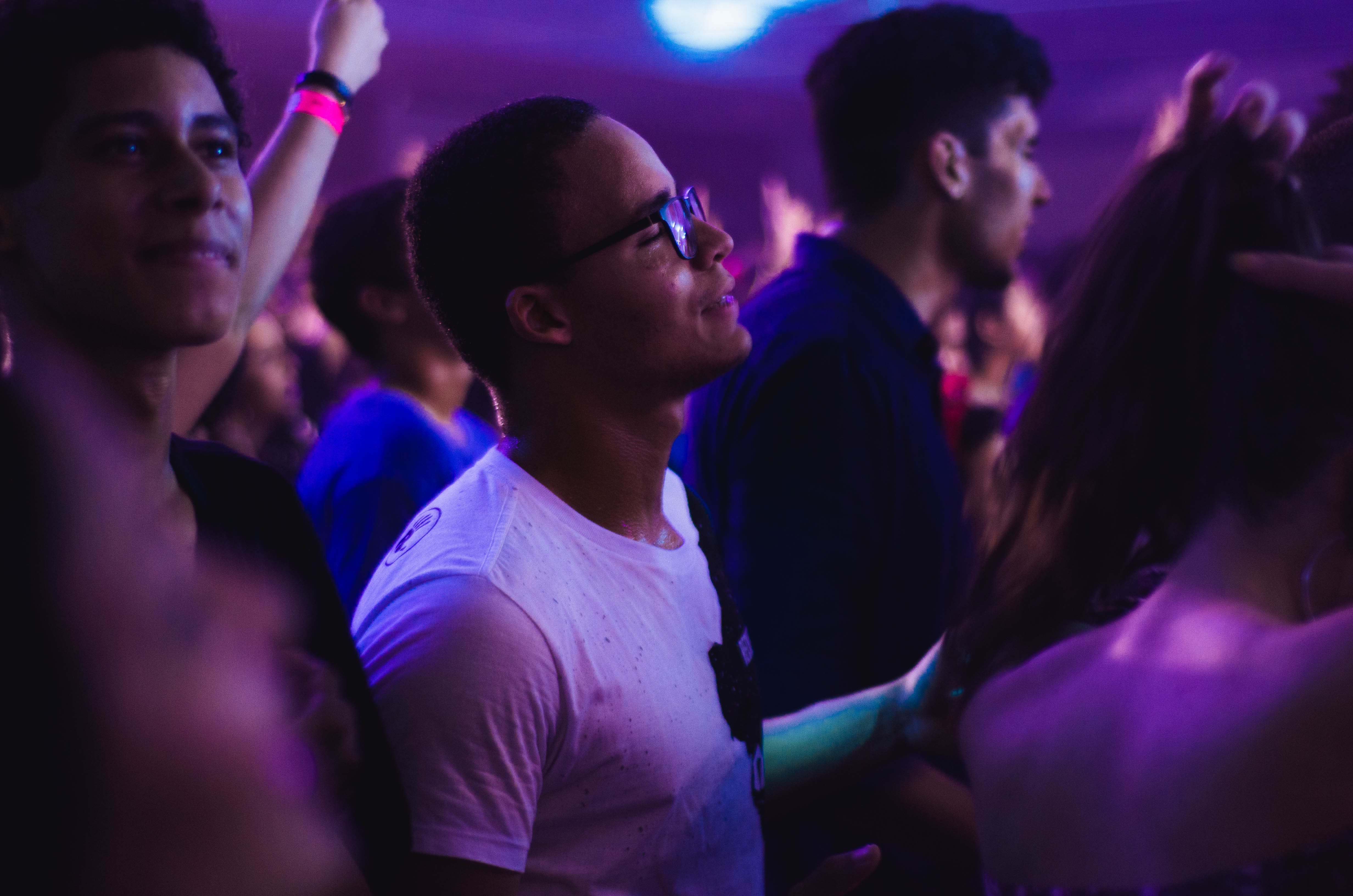 Image of Urban, Club, Glasses, Night Club, Adult, Male, Man, Person, Female, Woman, Boy, Child, 