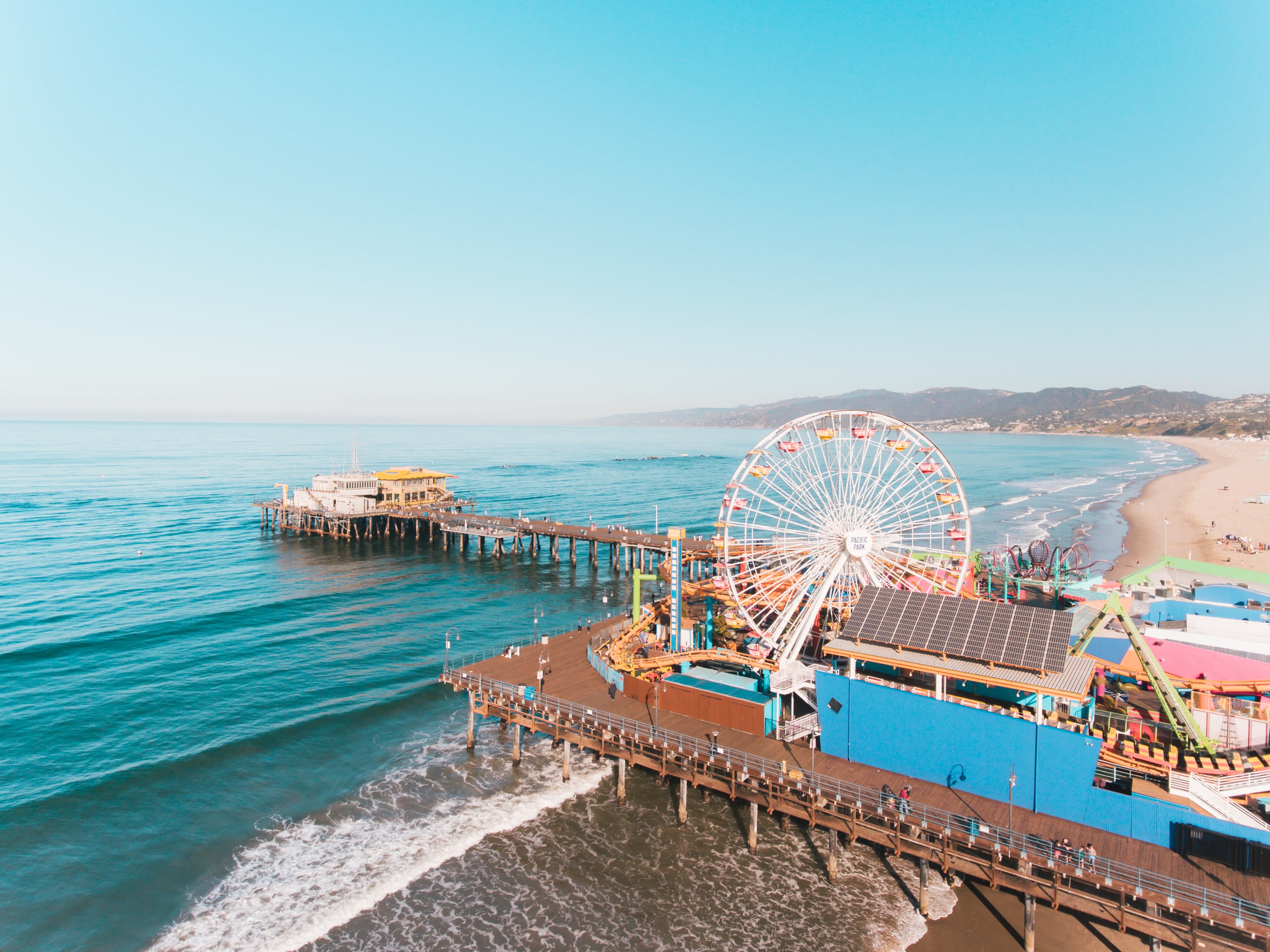 Image of Water, Waterfront, Pier, Wheel, Outdoors, Horizon, Nature, Sky, Sea, 