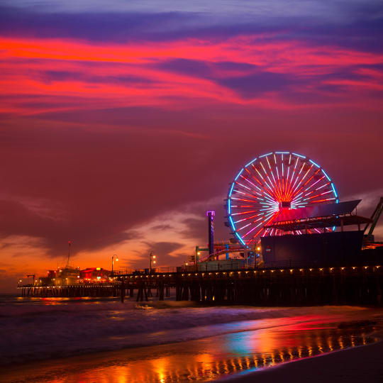 Image of Water, Waterfront, Pier, Machine, Wheel, Amusement Park, Ferris Wheel, Fun, 