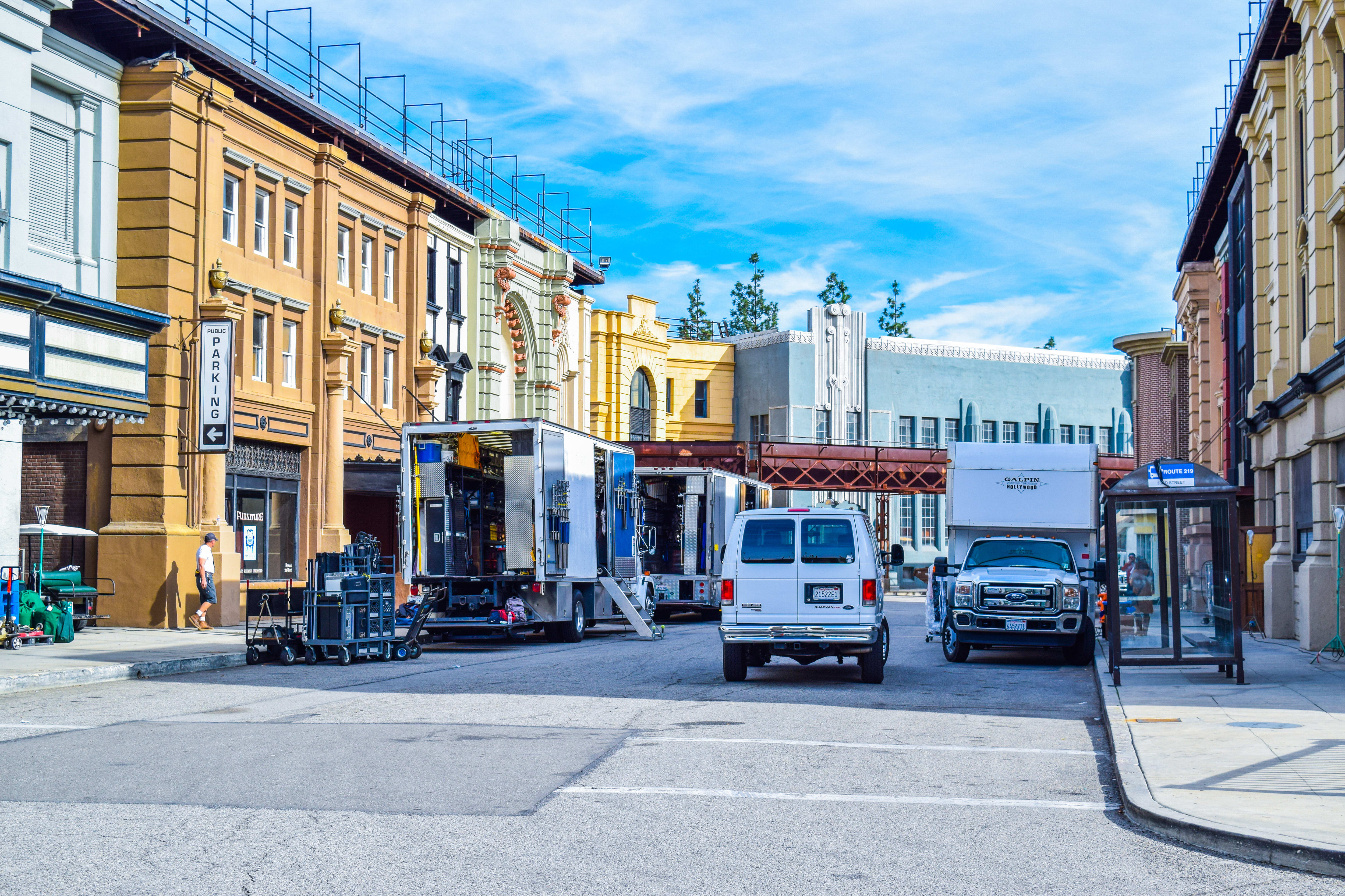 Image of Truck, Vehicle, Person, Car, Neighborhood, City, 