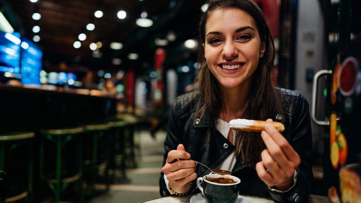 Image of Adult, Female, Person, Woman, Coffee, Coffee Cup, Face, Head, 