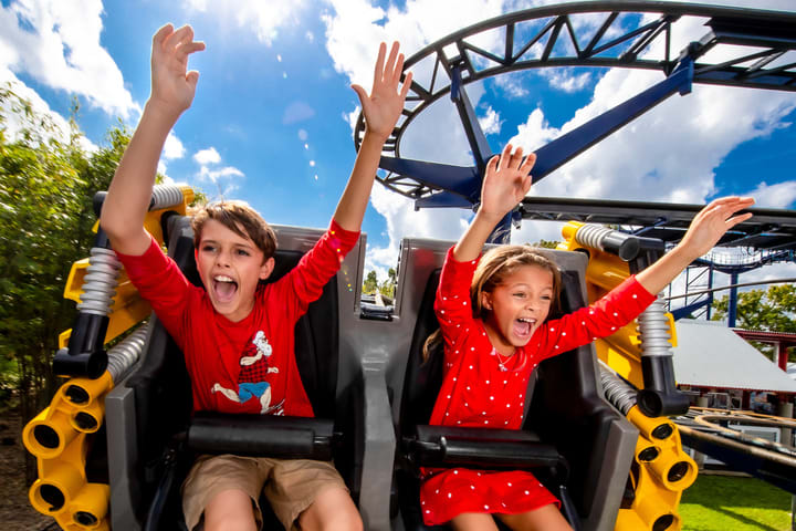 Image of Boy, Child, Male, Person, Female, Girl, Head, Face, Fun, Amusement Park, 