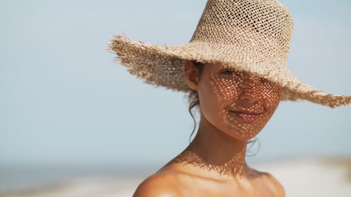 Image of Hat, Sun Hat, Adult, Female, Person, Woman, Beachwear, 