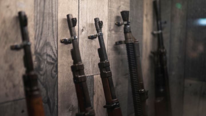 Image of Armory, Weapon, Firearm, Gun, Rifle, Sword, 