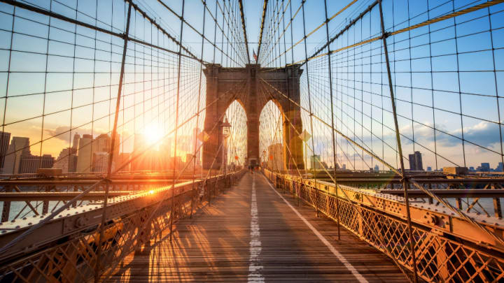 Image of Bridge, Brooklyn Bridge, Landmark, 