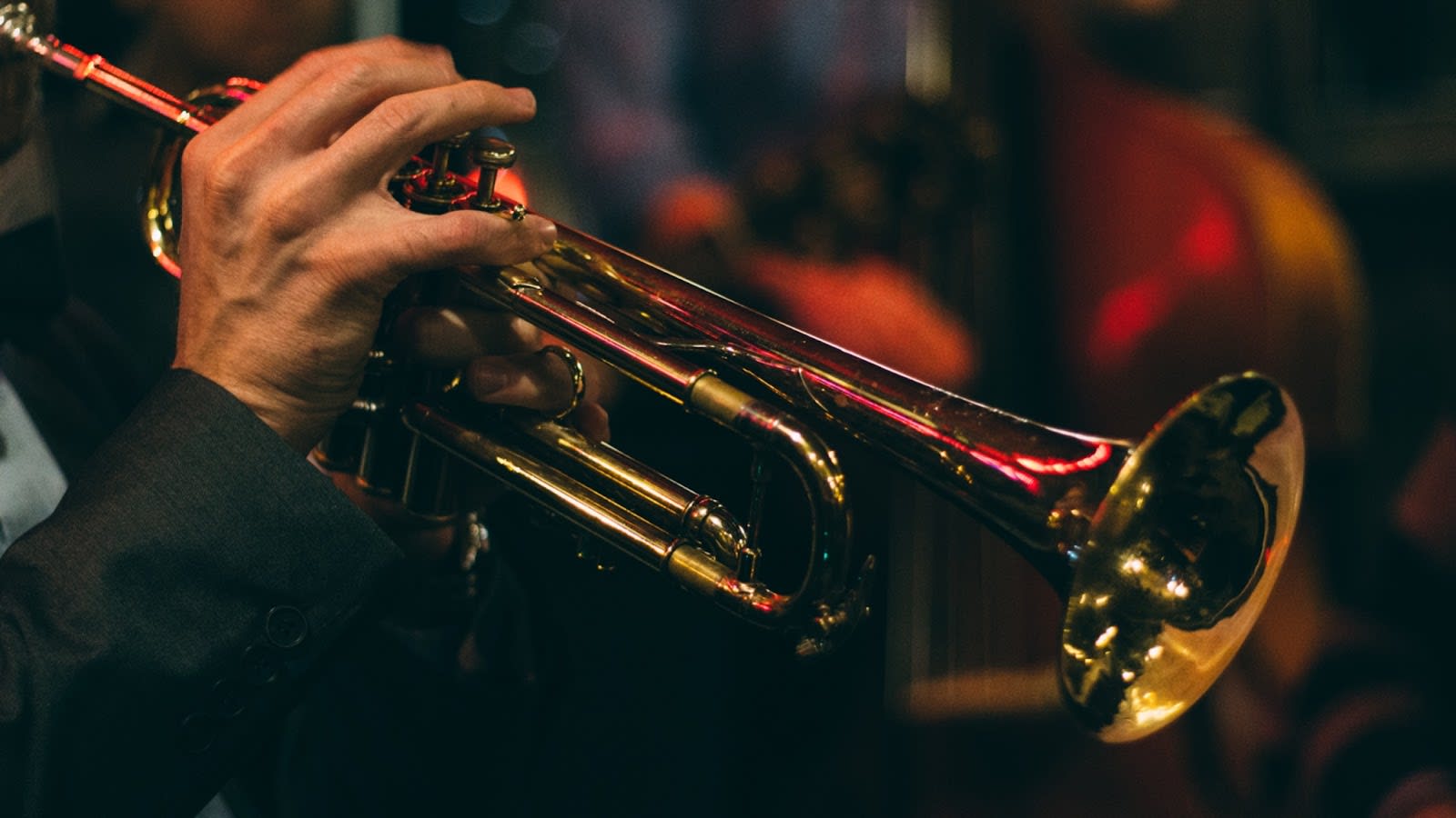 Image of Brass Section, Horn, Musical Instrument, Trumpet, Adult, Male, Man, Person, Flugelhorn, 