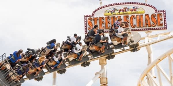 Image of Amusement Park, Glove, Fun, Person, Roller Coaster, Adult, Female, Woman, Male, Man, 