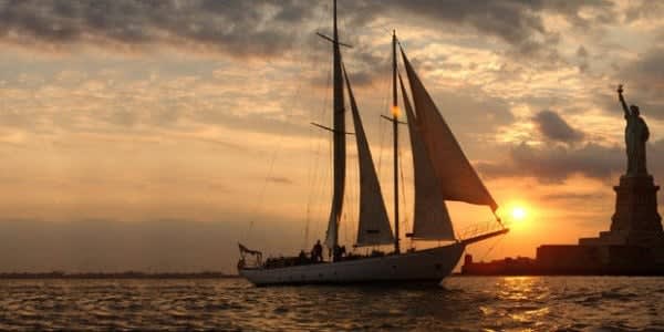 Image of Boat, Sailboat, Vehicle, Yacht, Nature, Outdoors, Sky, Person, 