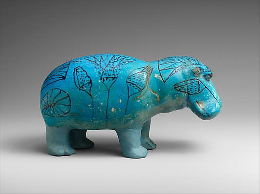 Image of Turquoise, Pottery, Animal, Mammal, Pig, 