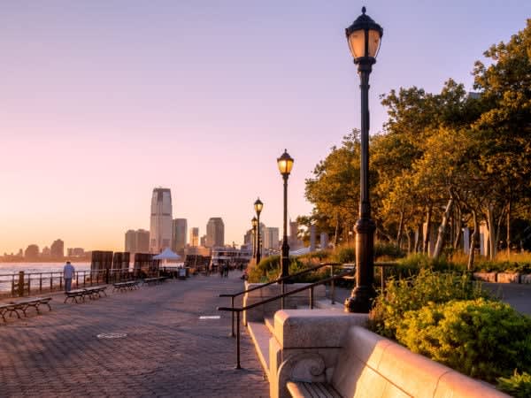 Image of City, Cityscape, Urban, Nature, Outdoors, Scenery, Person, Water, Waterfront, Bench, Furniture, 