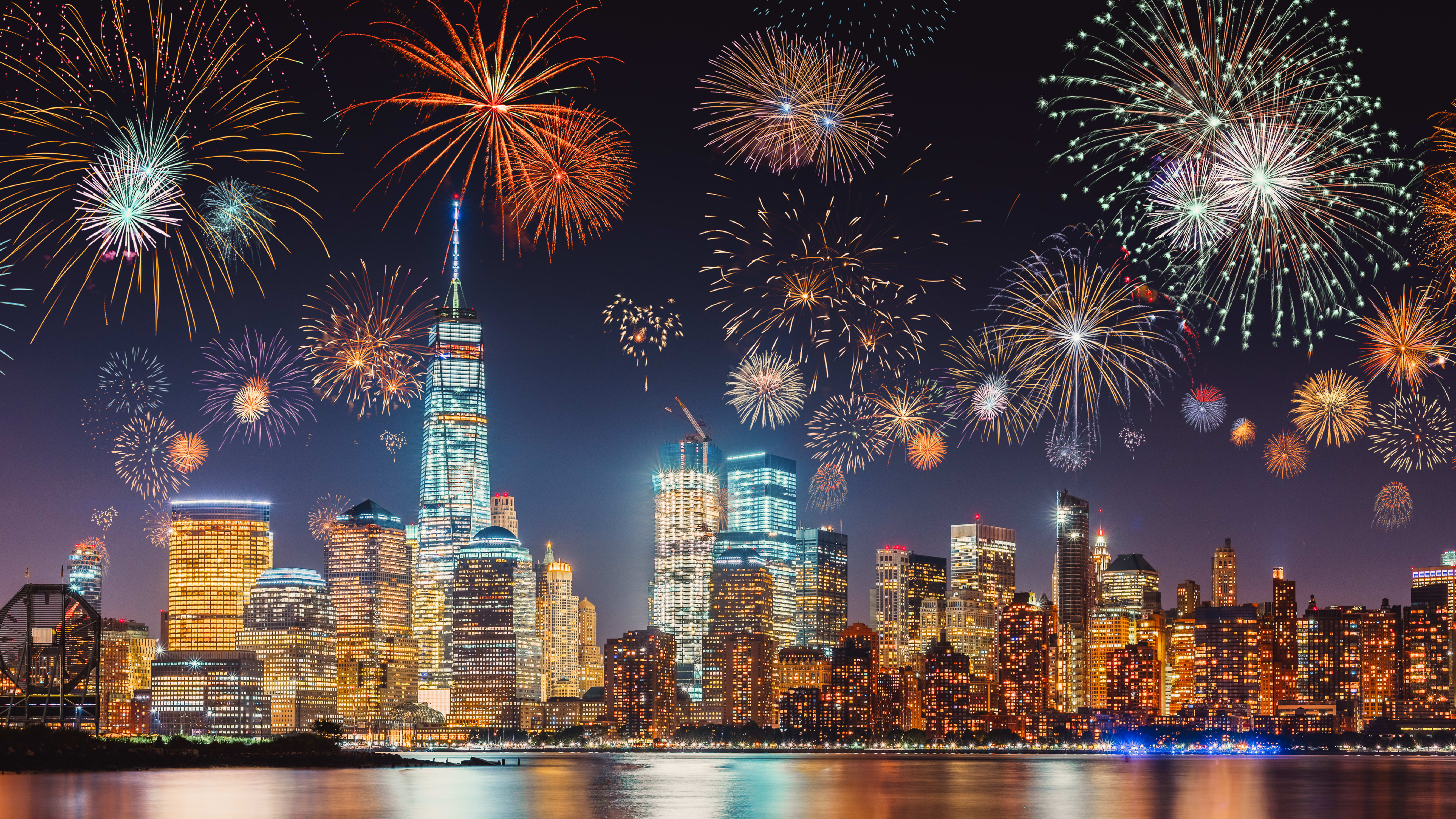 Image of City, Cityscape, Urban, Fireworks, Metropolis, 