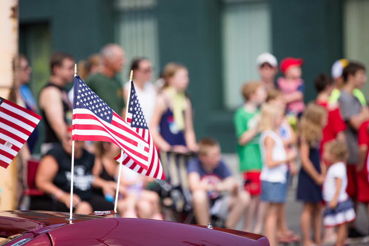 Image of American Flag, Flag, Boy, Child, Male, Person, Adult, Man, Female, Girl, 