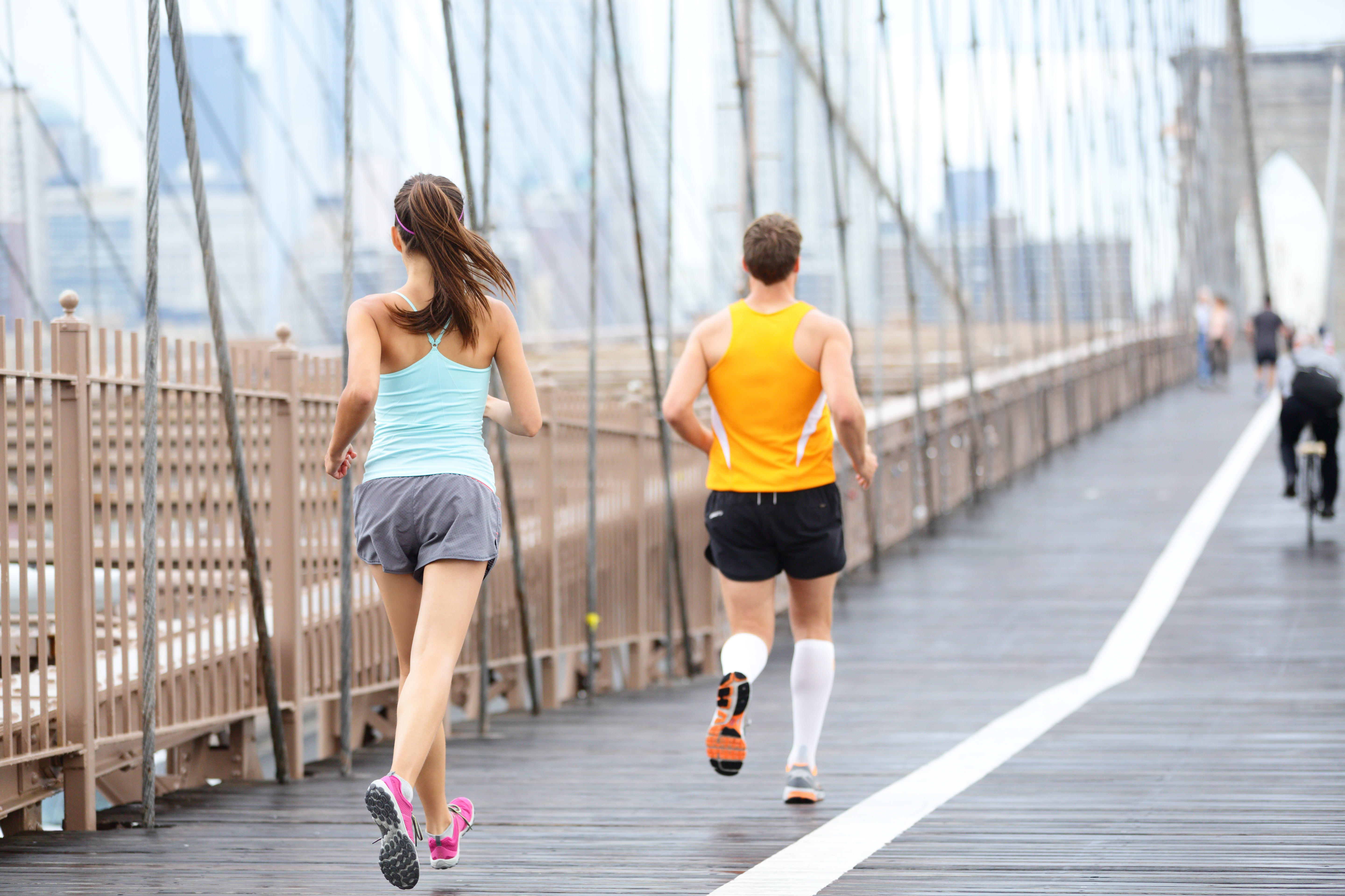 Image of Person, Running, Shorts, Adult, Male, Man, Female, Woman, Vest, 