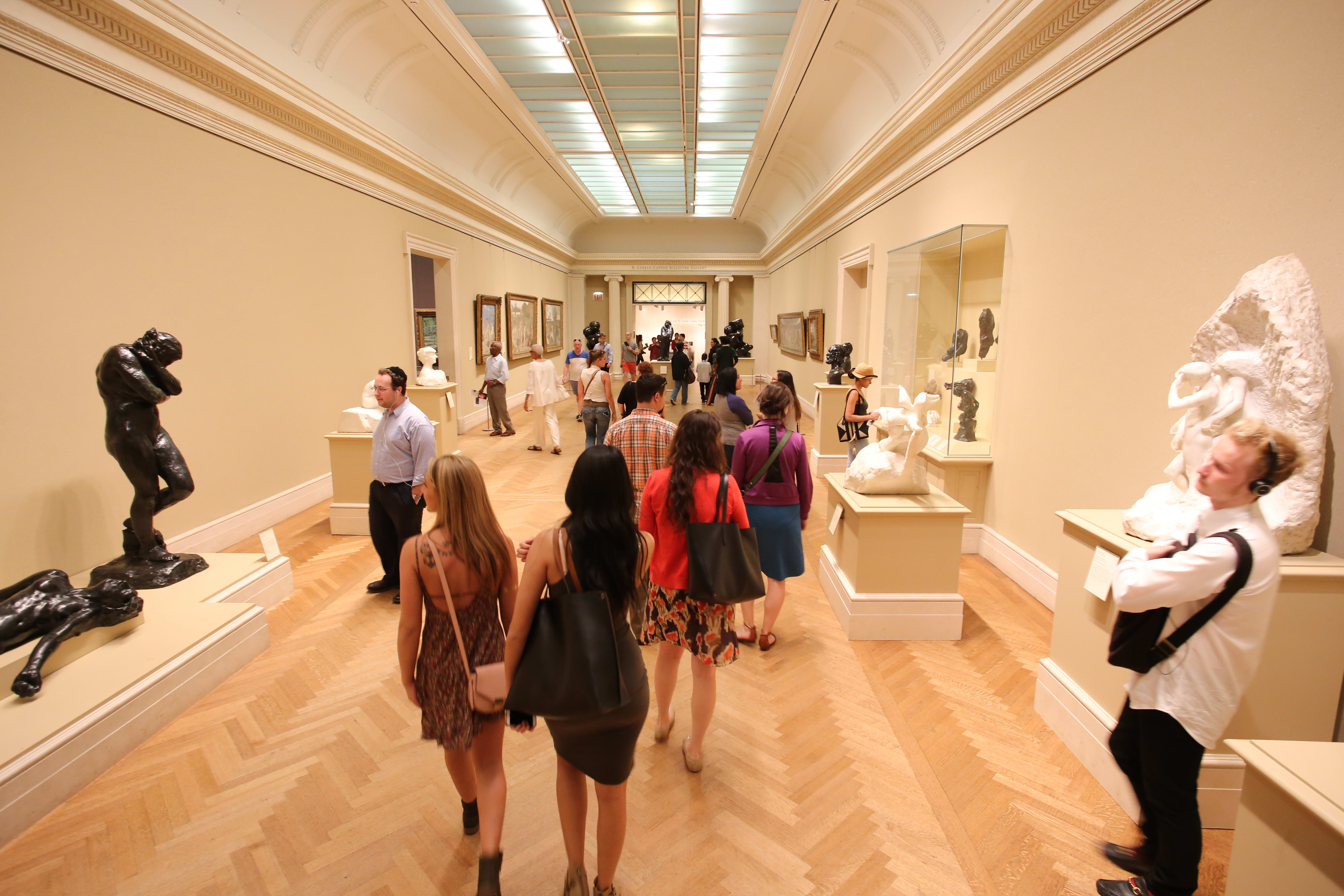 Image of Indoors, Museum, Floor, Flooring, Adult, Female, Person, Woman, Child, Girl, Handbag, 