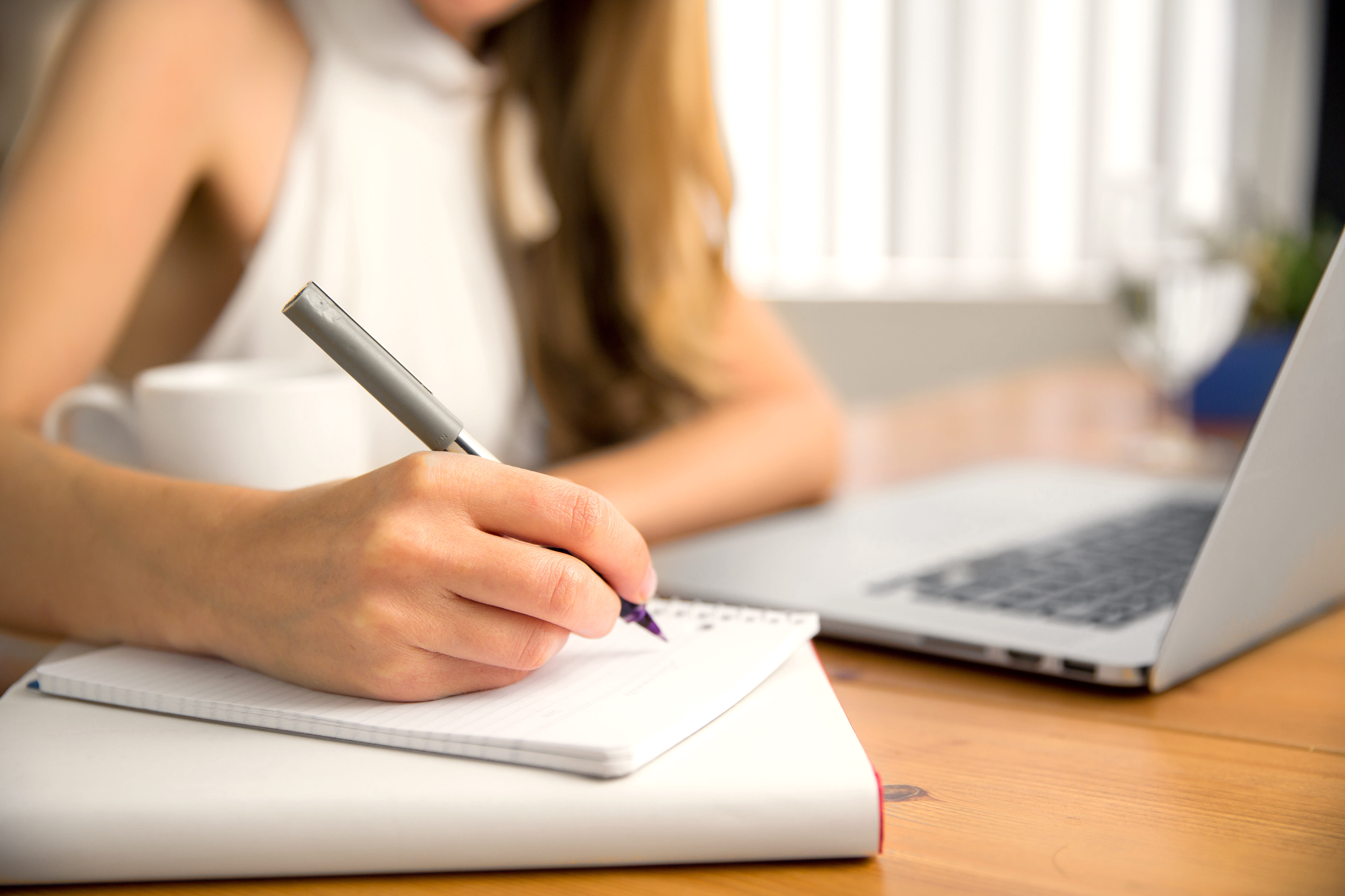 Image of Person, Writing, Pen, Computer, Electronics, Laptop, Pc, Adult, Female, Woman,