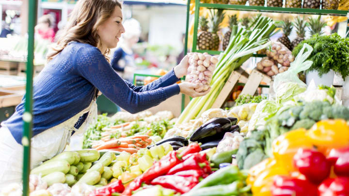 Image of Adult, Female, Person, Woman, Market, Plant, 