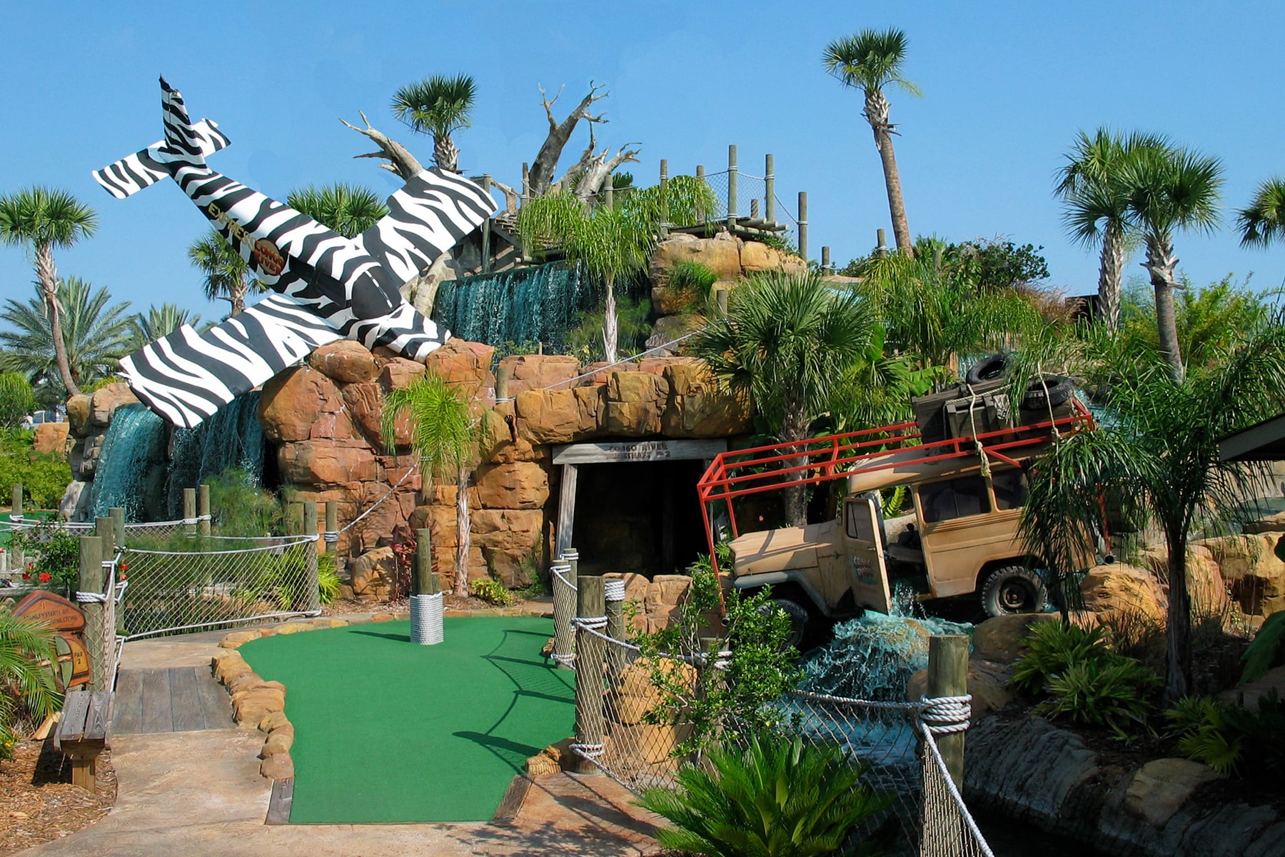 Image of Fun, Truck, Vehicle, Palm Tree, Tree, Golf, Mini Golf, Zebra, 