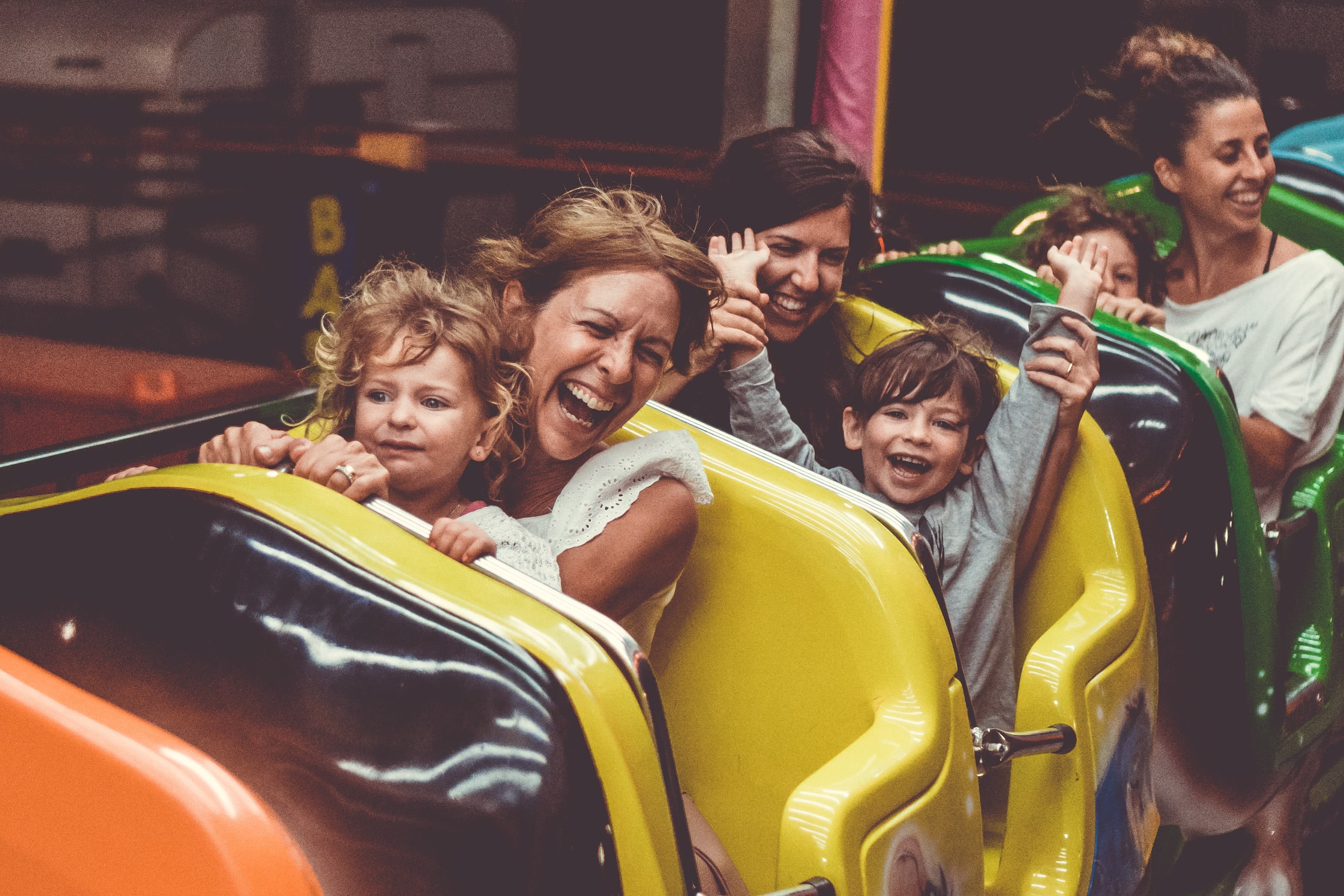 Image of Adult, Female, Person, Woman, Child, Girl, Face, Head, Photography, Portrait, Amusement Park, Fun, Roller Coaster, Boy, Male, Ring, 