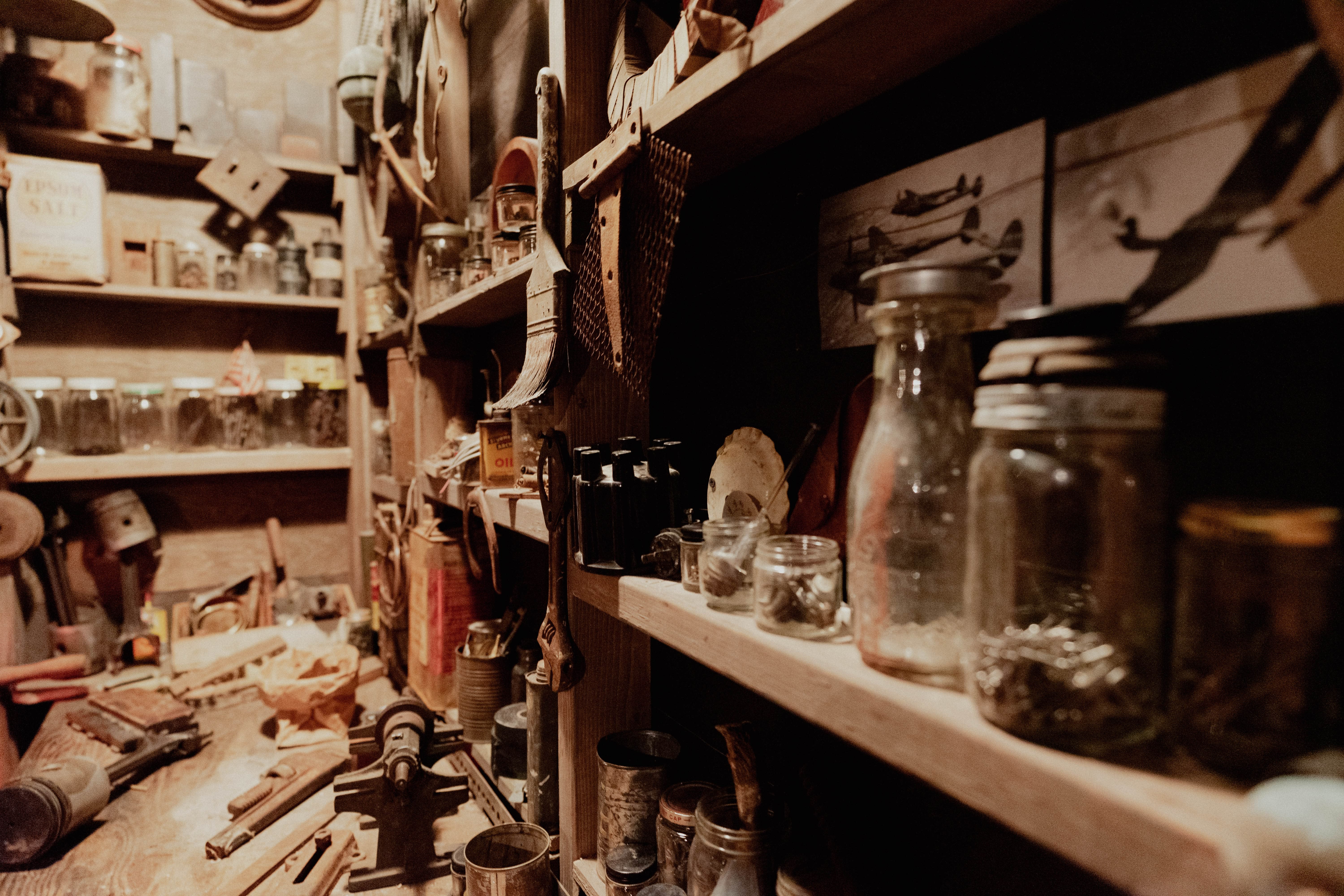 Image of Shelf, Jar, Factory, Manufacturing, Workshop, Person, Cup,