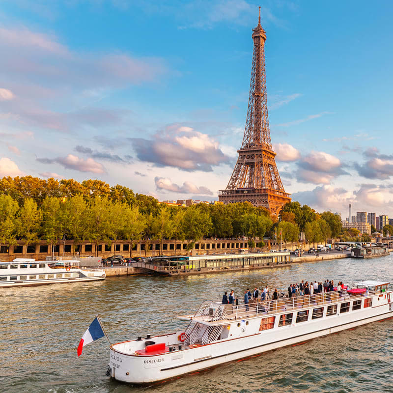 Image of Boat, Vehicle, Tower, Eiffel Tower, Landmark, 
