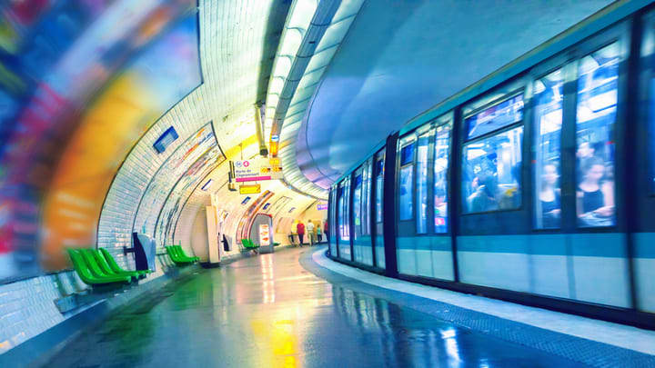 Image of Terminal, Railway, Train, Train Station, Vehicle, Corridor, Indoors, Urban, City, Person, Floor, Fork, 