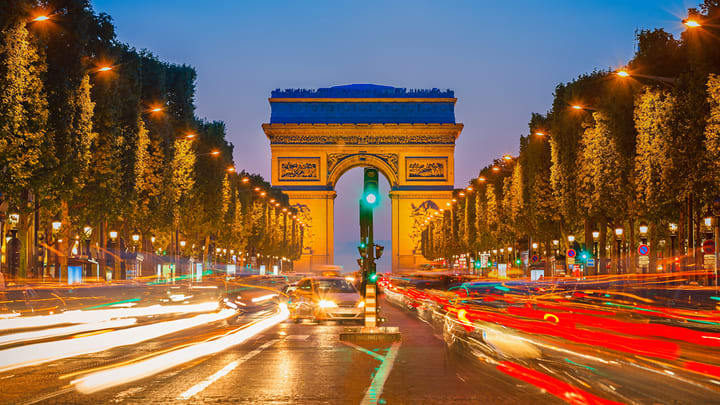 Image of Car, Arc De Triomphe, Landmark, 