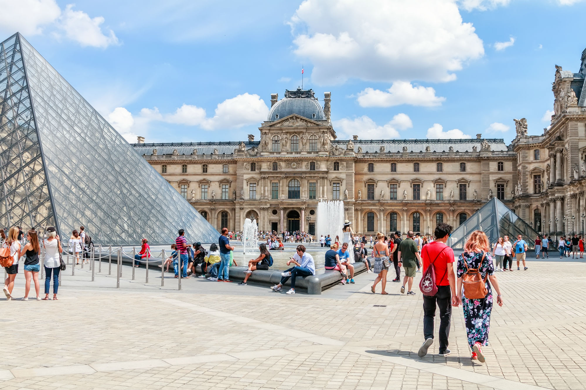 Image of Person, Handbag, Backpack, Pyramid, Bench,