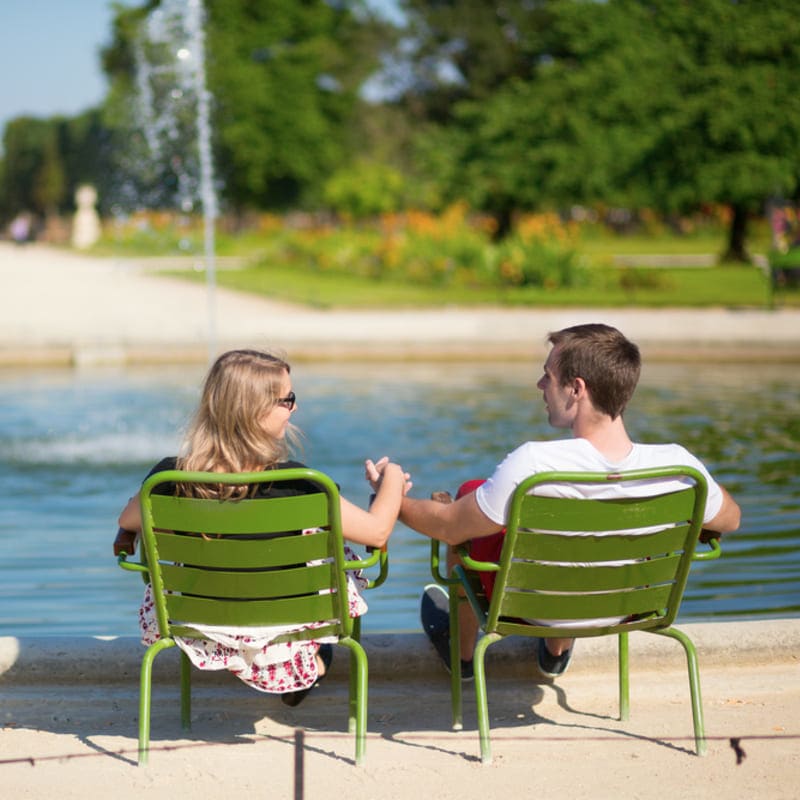 Image of Summer, Grass, Face, Head, Person, Photography, Portrait, Nature, Outdoors, Park, Chair, Furniture, Water, Waterfront, Boy, Child, Male, Female, Girl, Scenery, Shorts, Sitting, Lake, Vegetation, Tree, Potted Plant, 