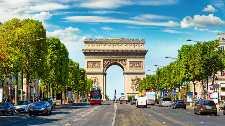 Image of Car, Vehicle, Truck, Arc De Triomphe, Landmark, City, Bus, 