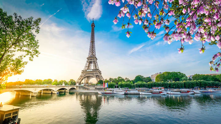 Image of Nature, Outdoors, Scenery, Boat, Eiffel Tower, Landmark, Tower, 