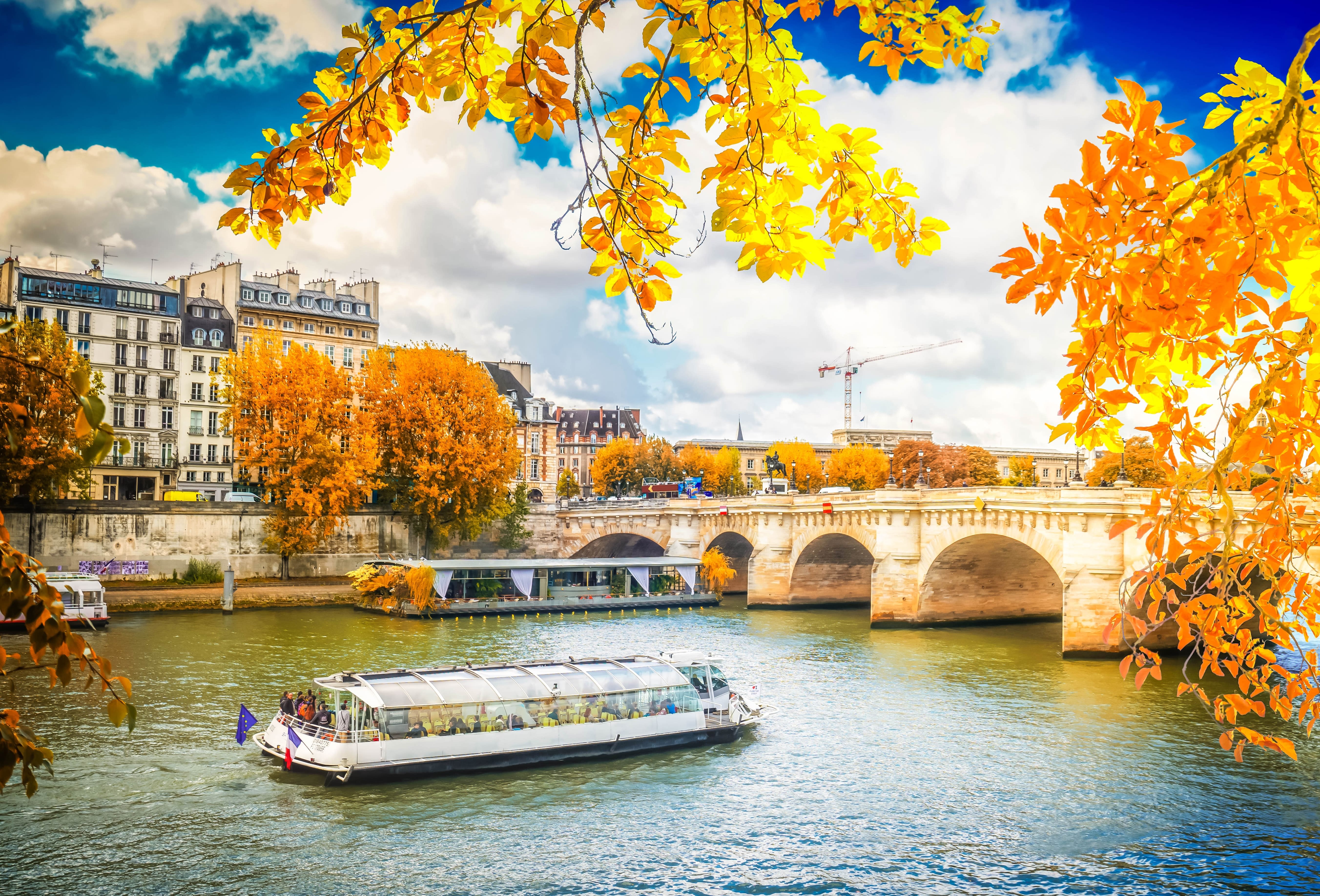 Image of Boat, Construction Crane, Flag, Bridge, Person, 