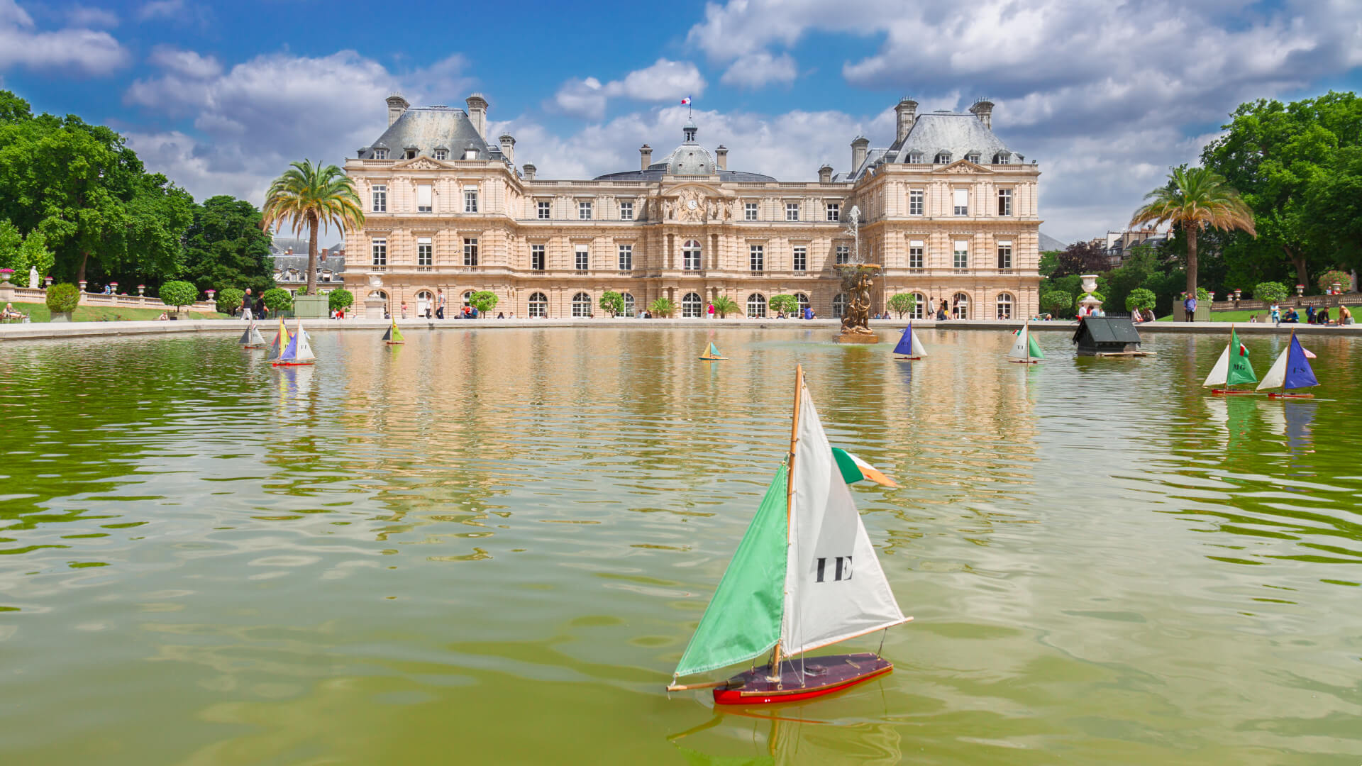 Image of Boat, Sailboat, Vehicle, Water, Waterfront, Watercraft, Nature, Outdoors, Scenery, Castle, Fortress, Person, 