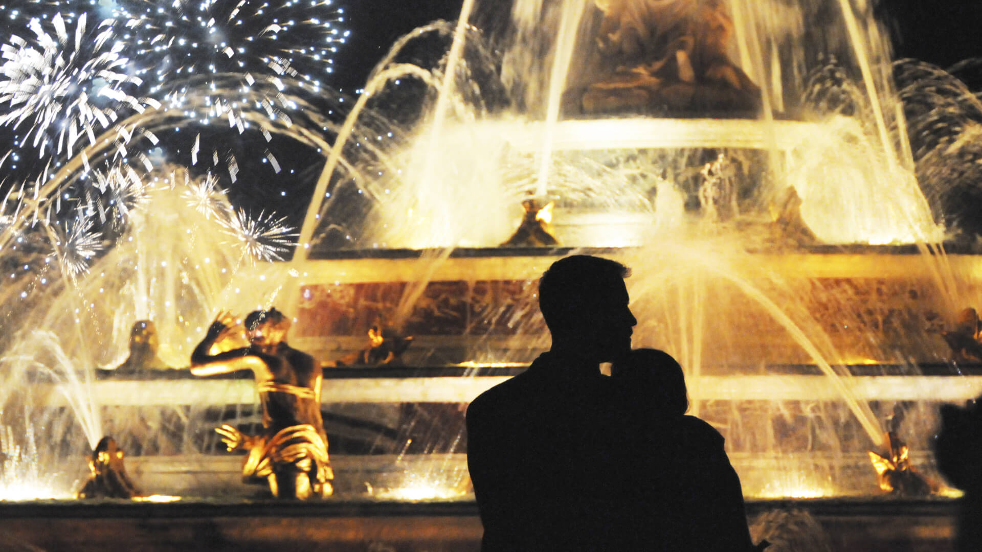 Image of Fountain, Water, Adult, Male, Man, Person, Female, Woman, 