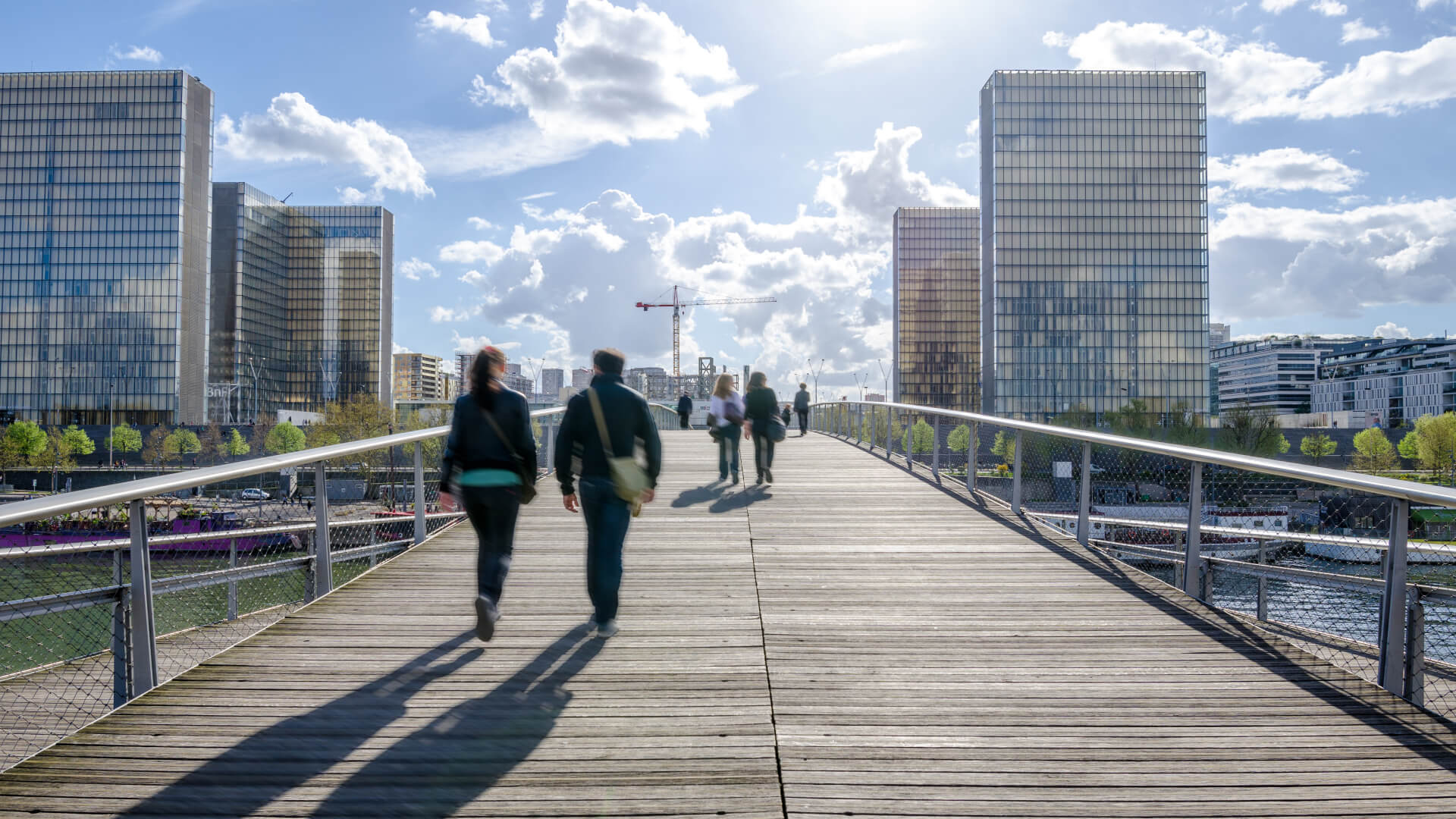 Image of Person, Walking, Water, Waterfront, City, Path, Urban, Handbag, Boardwalk, Bridge, Pier, 