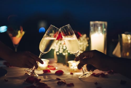 Image of Glass, Baby, Person, Adult, Male, Man, Dining Table, Furniture, Table, Goblet,