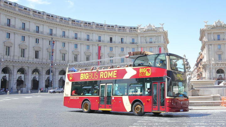 Image of Bus, Vehicle, Car, Person, Tour Bus, 