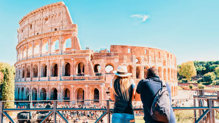 Image of Adult, Male, Man, Person, Female, Woman, Colosseum, Landmark, 