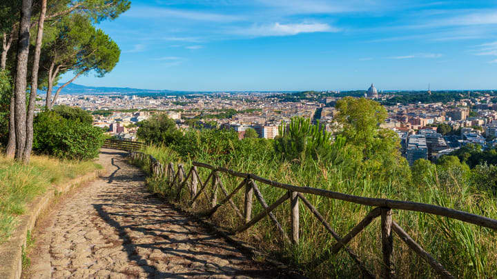 Image of Path, City, Nature, Outdoors, Scenery, Cityscape, Urban, Landscape, Road, Horizon, Sky, Trail, Walkway, 