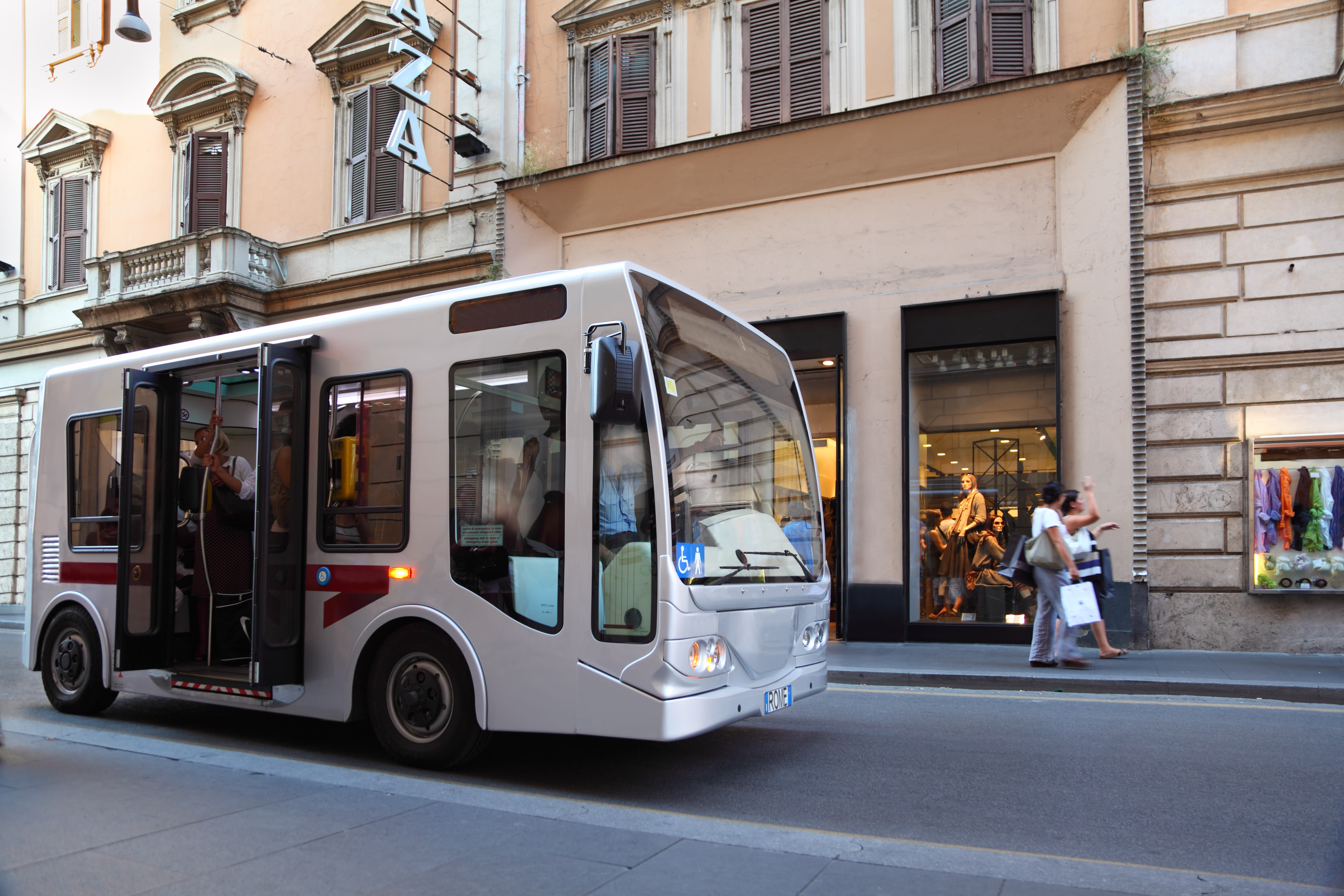 Image of Person, Handbag, Bus, Vehicle, 