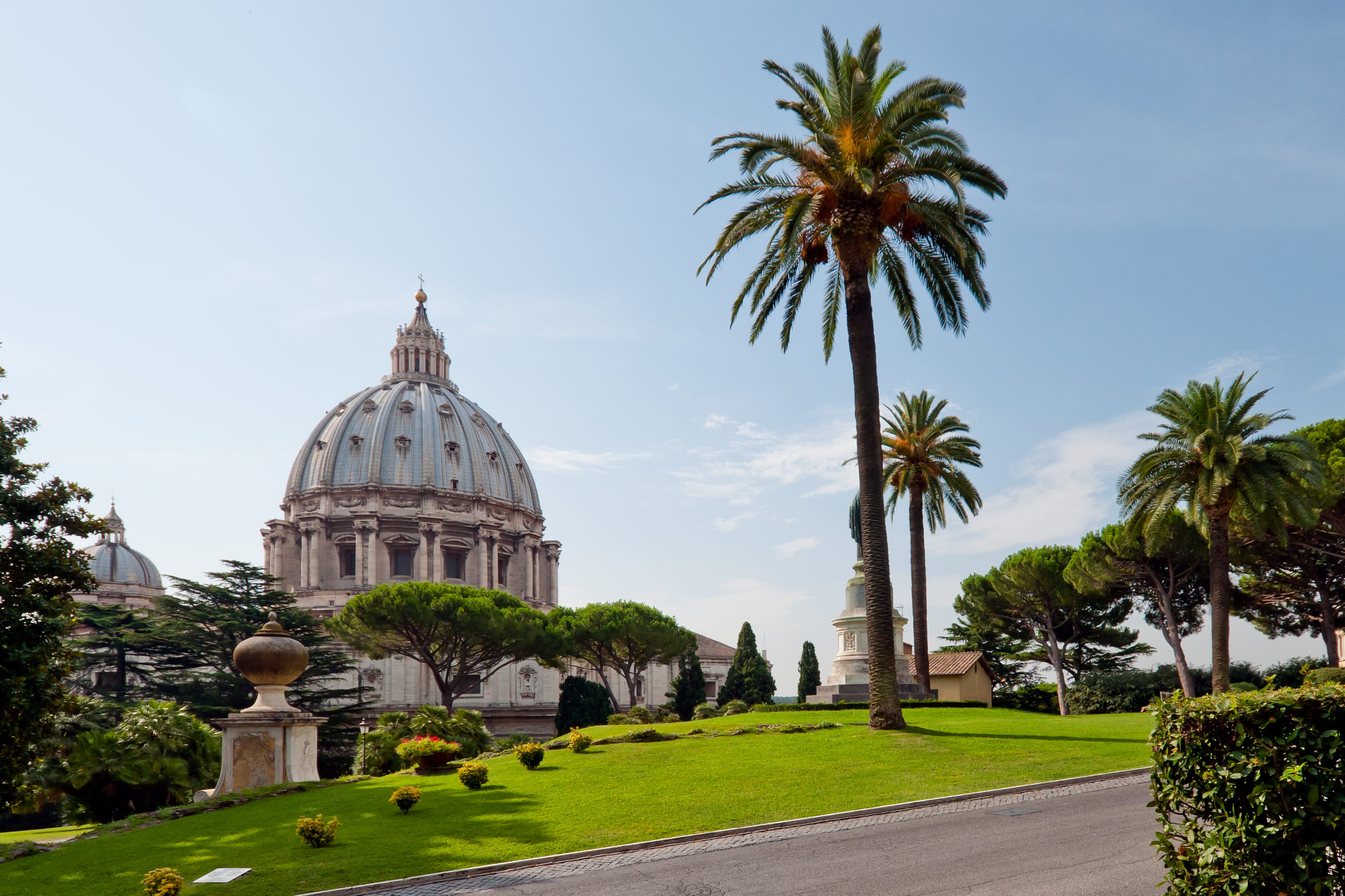 Image of Grass, Summer, Building, Dome, Tree, Lawn, Palm Tree, Garden, Nature, Outdoors, 