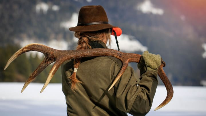 Image of Antler, Adult, Female, Person, Woman, Hunting, Hat, 