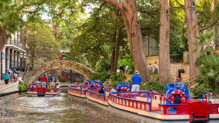 Image of Canal, Outdoors, Water, Vehicle, Watercraft, Tree, Path, Boat, Person, Waterfront, Nature, Scenery, 