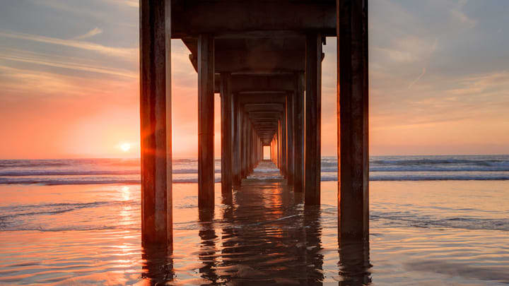 Image of Pier, Water, Waterfront, Nature, Outdoors, Sky, 