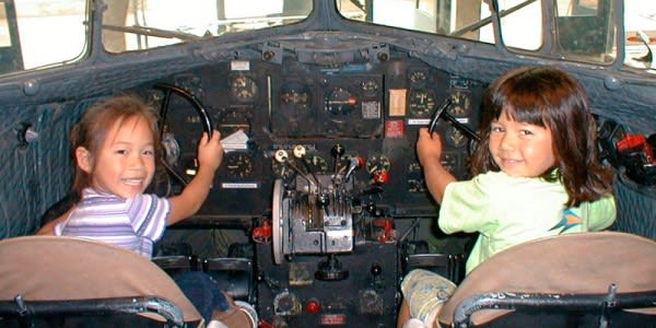 Image of Child, Female, Girl, Person, Aircraft, Vehicle, Airplane, 