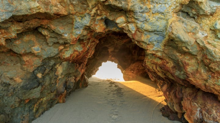 Image of Cave, Nature, Outdoors, Coast, Cove, Sea, Shoreline, Water,