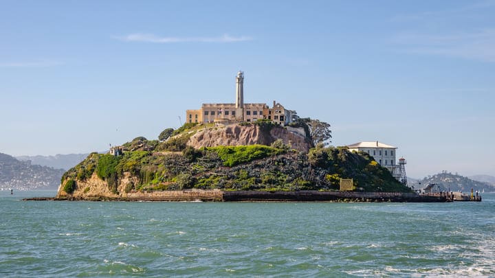 Image of Tower, Beacon, Lighthouse, Landmark, Alcatraz Island, 