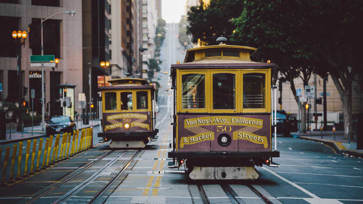 Image of Cable Car, Vehicle, Streetcar, Car, Bus, 